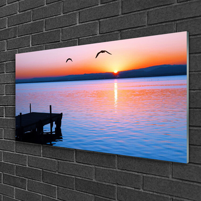 Glasbild aus Plexiglas® Meer Brücke Sonne Landschaft