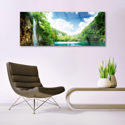 Glasbild aus Plexiglas® Gebirge Wald See Natur