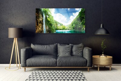 Glasbild aus Plexiglas® Gebirge Wald See Natur