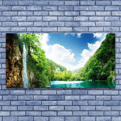 Glasbild aus Plexiglas® Gebirge Wald See Natur