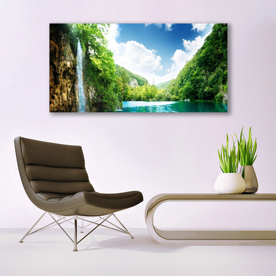 Glasbild aus Plexiglas® Gebirge Wald See Natur