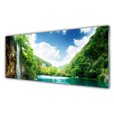 Glasbild aus Plexiglas® Gebirge Wald See Natur