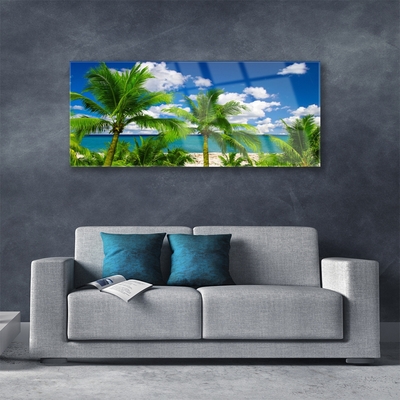 Glasbild aus Plexiglas® Meer Palmen Landschaft