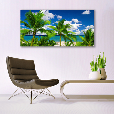 Glasbild aus Plexiglas® Meer Palmen Landschaft