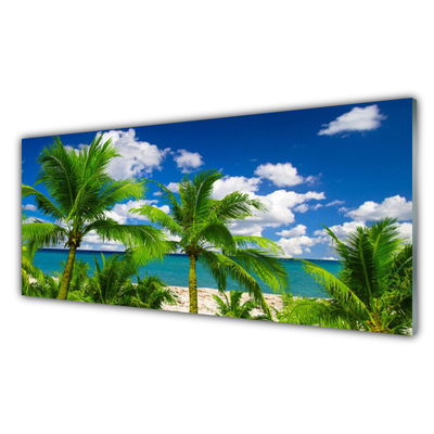 Glasbild aus Plexiglas® Meer Palmen Landschaft