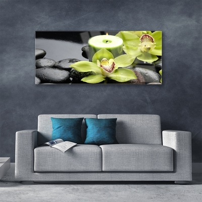 Glasbild aus Plexiglas® Blumen Steine Pflanzen