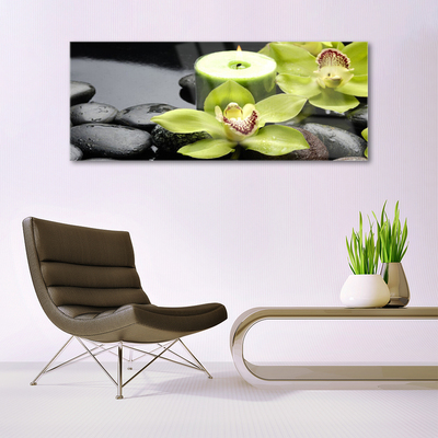 Glasbild aus Plexiglas® Blumen Steine Pflanzen