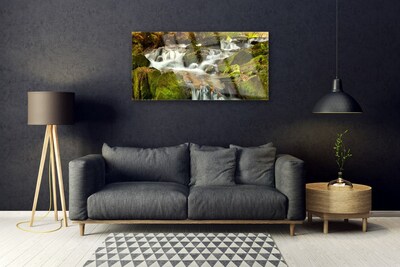 Glasbild aus Plexiglas® Wasserfall Felsen Natur