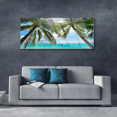 Glasbild aus Plexiglas® Palmen Meer Landschaft