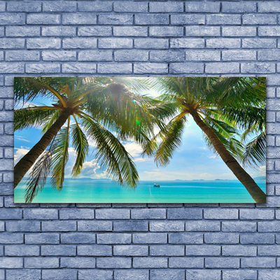 Glasbild aus Plexiglas® Palmen Meer Landschaft