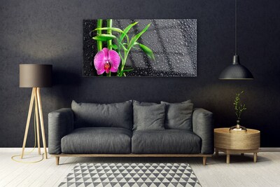 Glasbild aus Plexiglas® Bambusrohre Blume Pflanzen