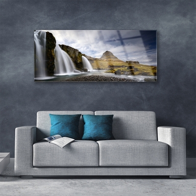 Glasbild aus Plexiglas® Wasserfall Gebirge Landschaft