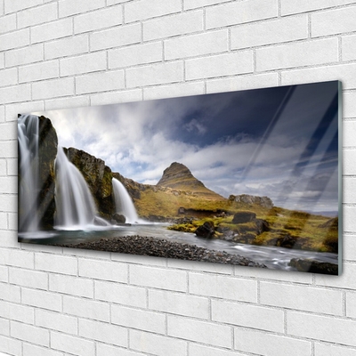 Glasbild aus Plexiglas® Wasserfall Gebirge Landschaft