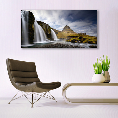 Glasbild aus Plexiglas® Wasserfall Gebirge Landschaft