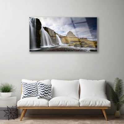 Glasbild aus Plexiglas® Wasserfall Gebirge Landschaft