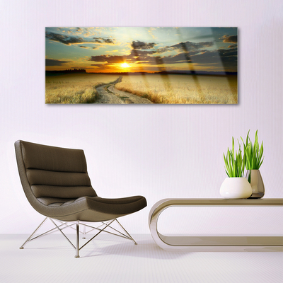 Glasbild aus Plexiglas® Weg Wiese Landschaft