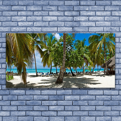 Glasbild aus Plexiglas® Strand Palmen Landschaft