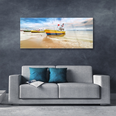 Glasbild aus Plexiglas® Boote Strand Meer Landschaft