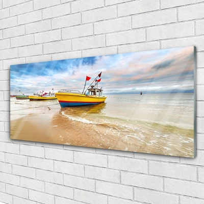 Glasbild aus Plexiglas® Boote Strand Meer Landschaft