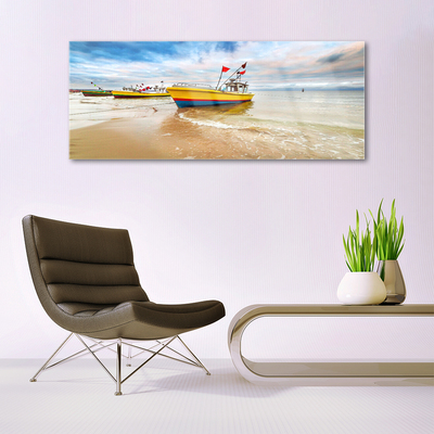 Glasbild aus Plexiglas® Boote Strand Meer Landschaft