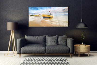 Glasbild aus Plexiglas® Boote Strand Meer Landschaft