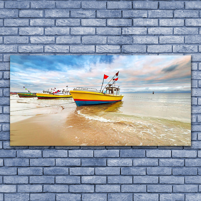 Glasbild aus Plexiglas® Boote Strand Meer Landschaft