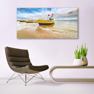 Glasbild aus Plexiglas® Boote Strand Meer Landschaft