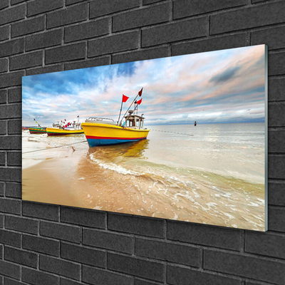 Glasbild aus Plexiglas® Boote Strand Meer Landschaft