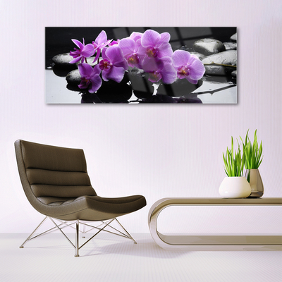 Glasbild aus Plexiglas® Blumen Steine Pflanzen