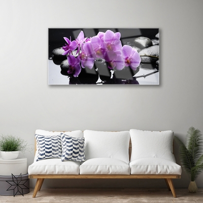 Glasbild aus Plexiglas® Blumen Steine Pflanzen