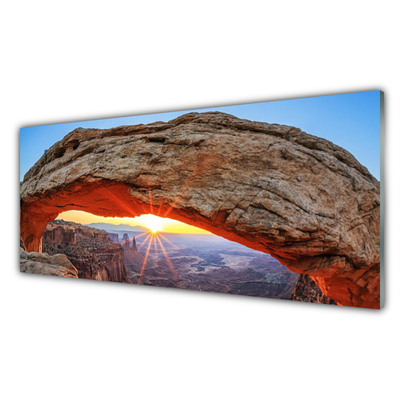 Glasbild aus Plexiglas® Fels Sonne Landschaft