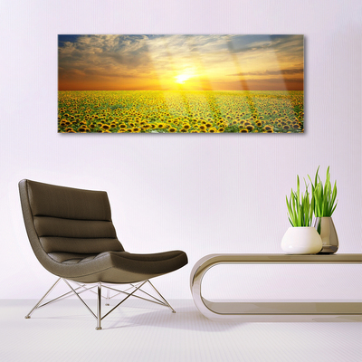 Glasbild aus Plexiglas® Sonne Wiese Sonnenblumen Natur