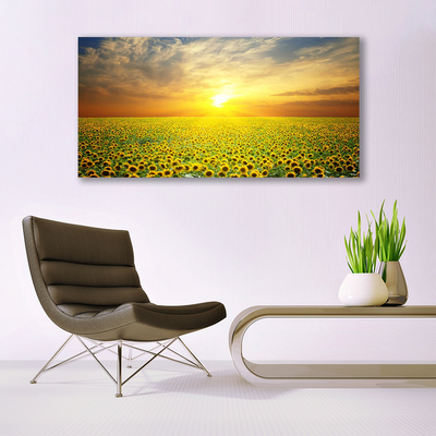 Glasbild aus Plexiglas® Sonne Wiese Sonnenblumen Natur