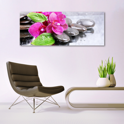 Glasbild aus Plexiglas® Blumen Steine Pflanzen