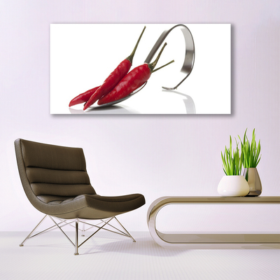 Glasbild aus Plexiglas® Chili Löffel Küche