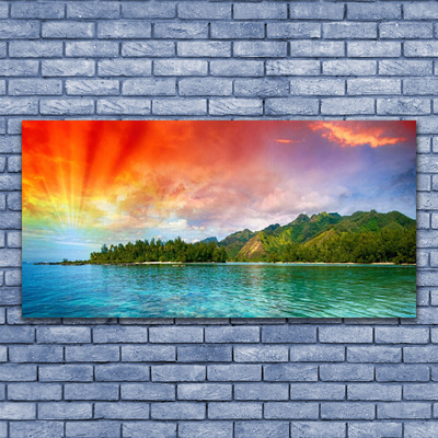 Glasbild aus Plexiglas® Meer Wald Landschaft