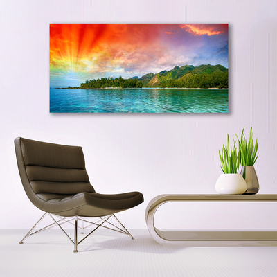 Glasbild aus Plexiglas® Meer Wald Landschaft