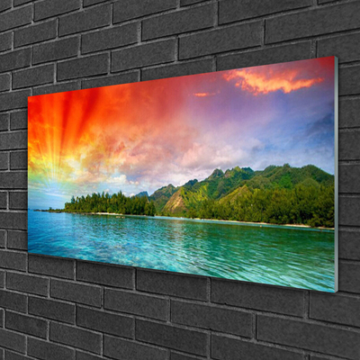 Glasbild aus Plexiglas® Meer Wald Landschaft