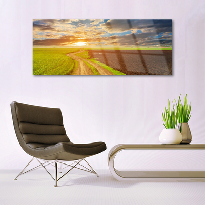 Glasbild aus Plexiglas® Acker Fußpfad Landschaft