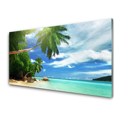 Glasbild aus Plexiglas® Palme Strand Meer Landschaft