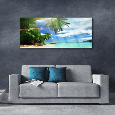 Glasbild aus Plexiglas® Palme Strand Meer Landschaft