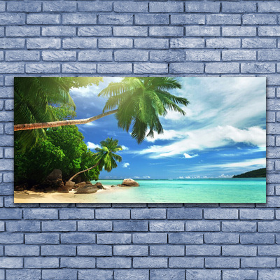 Glasbild aus Plexiglas® Palme Strand Meer Landschaft