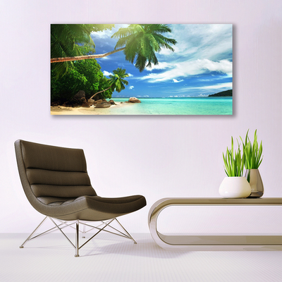 Glasbild aus Plexiglas® Palme Strand Meer Landschaft