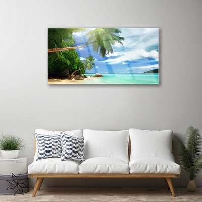 Glasbild aus Plexiglas® Palme Strand Meer Landschaft