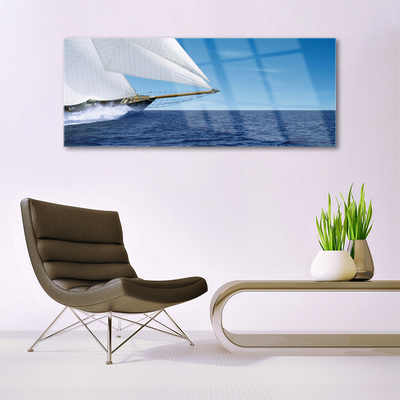 Glasbild aus Plexiglas® Boot Meer Landschaft