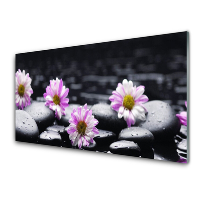 Glasbild aus Plexiglas® Blumen Steine Pflanzen