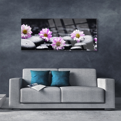 Glasbild aus Plexiglas® Blumen Steine Pflanzen