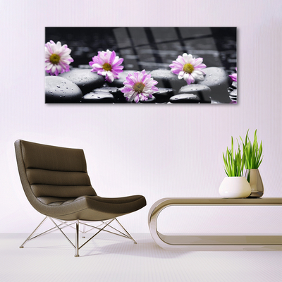 Glasbild aus Plexiglas® Blumen Steine Pflanzen