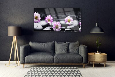 Glasbild aus Plexiglas® Blumen Steine Pflanzen
