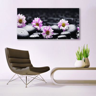 Glasbild aus Plexiglas® Blumen Steine Pflanzen